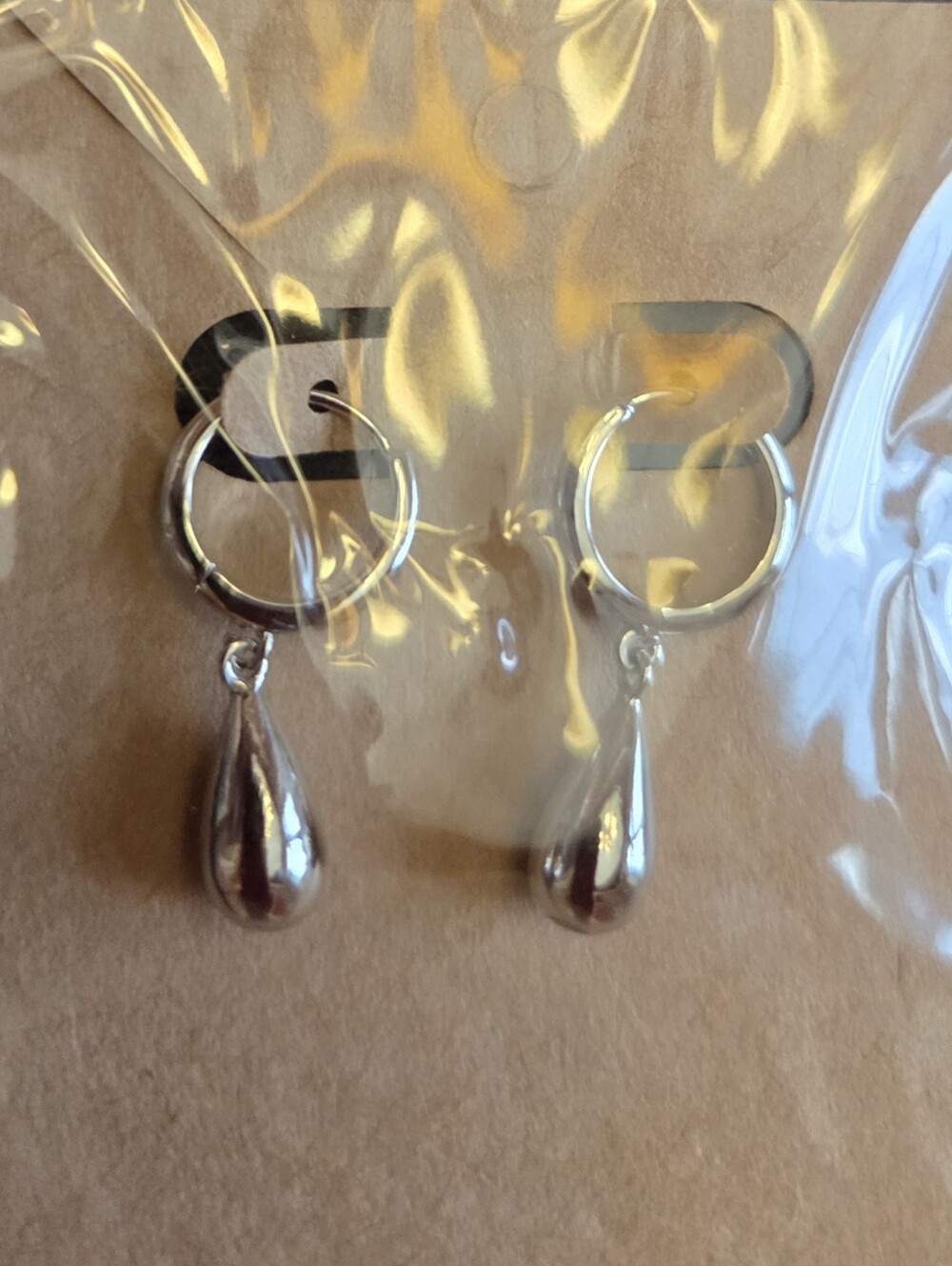 Silver Teardrop Hoop Earrings